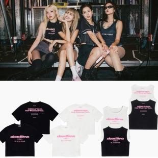 BLACKPINK粉墨2025美国芝加哥演唱会Lisa rose同款短款背心T恤女