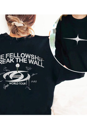 ateez潮流个性应援服logo应援灯印花圆领套头卫衣 加绒学生长袖衫