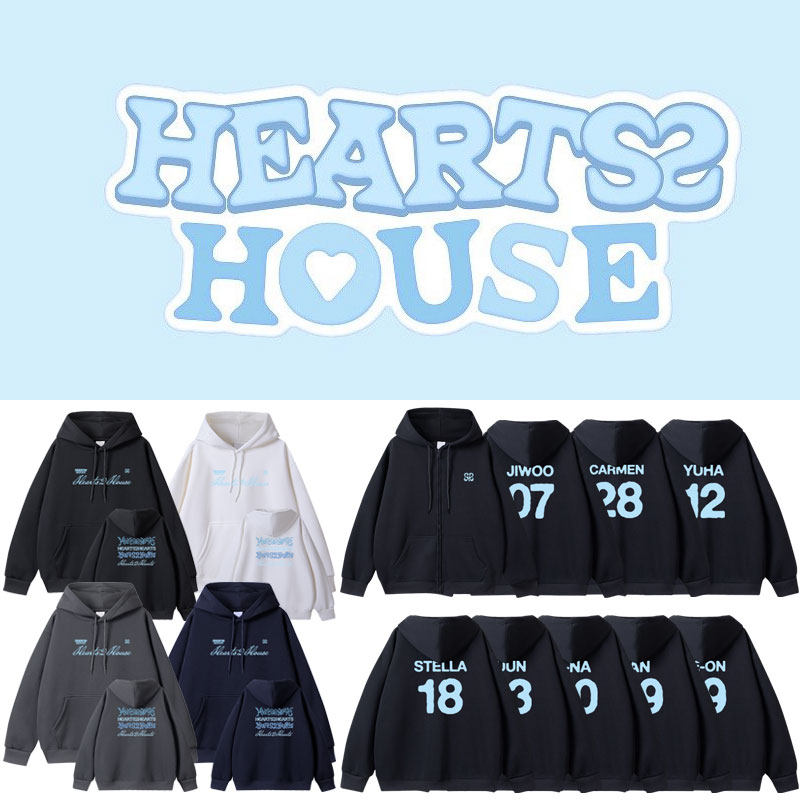 Hearts2Hearts演唱会应援H2H周边同款卫衣服拉链套头帽开衫外套图片