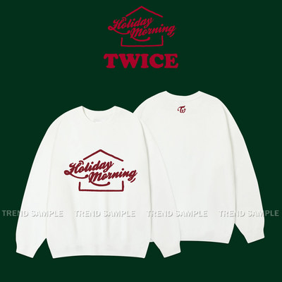 TWICE周边同款无帽卫衣应援服男女时尚宽松印花圆领厚棉T长袖上衣