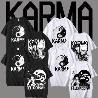 独立站Stray Kids skz 回归周边组合印花夏季短袖T恤纯棉宽松