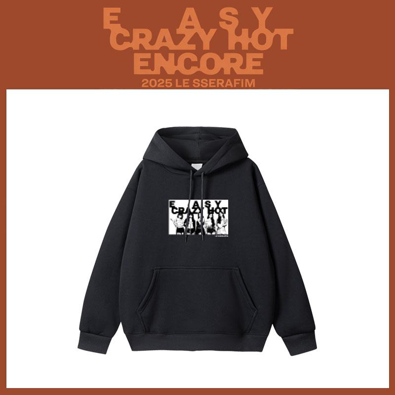 LESERAFIM演唱会周边卫衣薄款加绒圆领套头打歌服男女
