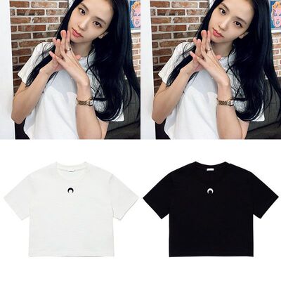 BLACKPINK金智秀jisoo同款短袖T恤宽松露脐高腰女夏百搭打歌衣服