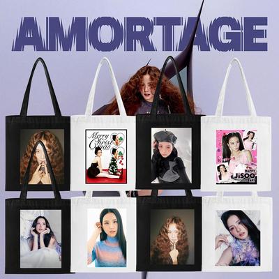 jisoo金智秀mini专辑AMORTAGE个人海报帆布袋 黑白经典托特拉链袋