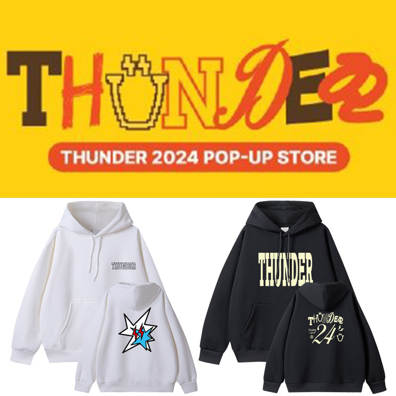 ATEEZ2024THUNDER快闪周边同款卫衣服加绒薄款套头上衣连帽衫男女