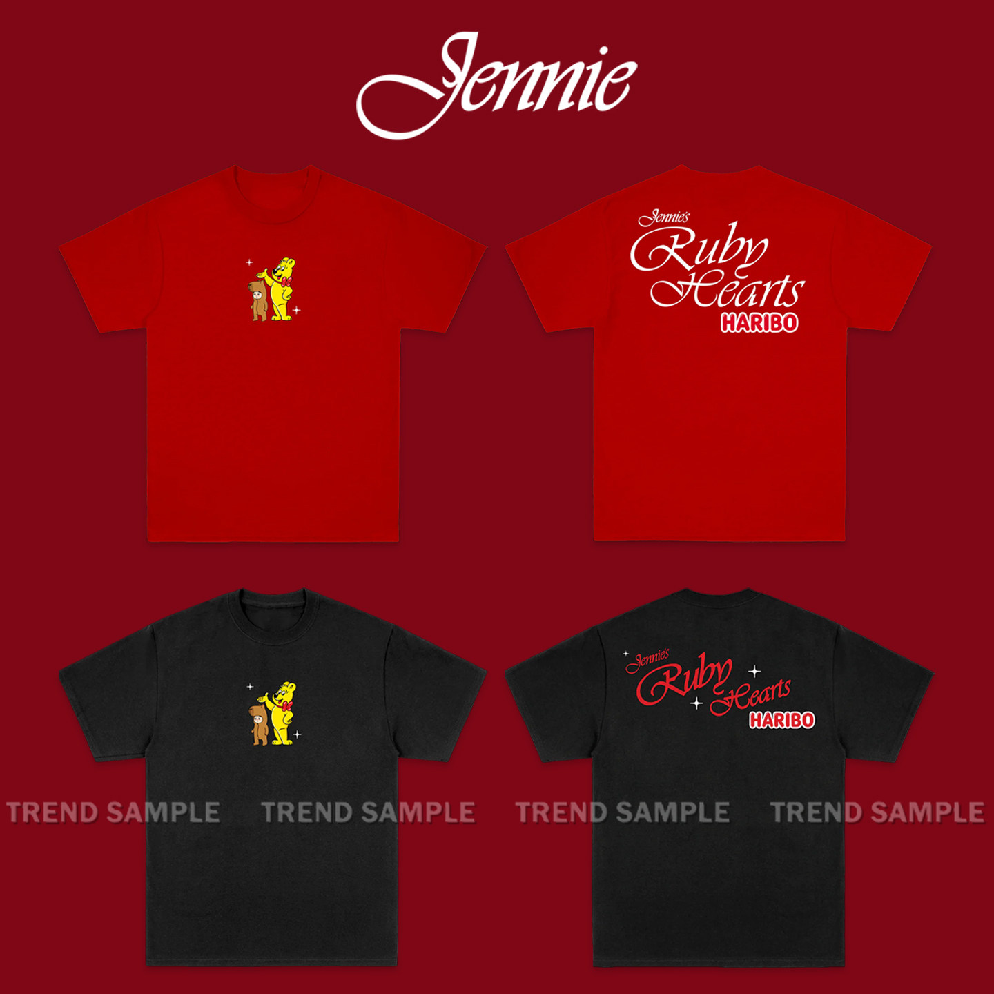 JENNIE金珍妮联名Haribo周边同款短袖t恤男女印花宽松短袖上衣潮
