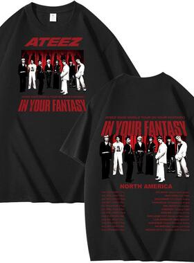 2025 跨境 ATEEZ专辑 周边组合周边印花夏季短袖T恤纯棉宽松