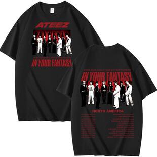 2025 跨境 ATEEZ专辑 周边组合周边印花夏季短袖T恤纯棉宽松