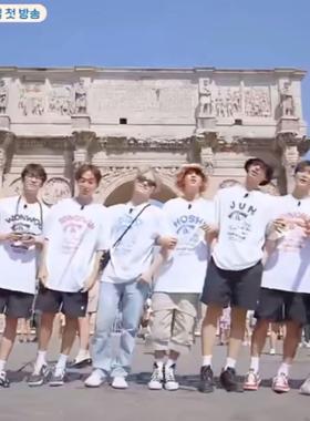 Seventeen2023NANATOUR权顺荣徐明浩同款圆领纯棉套头印花卫衣服