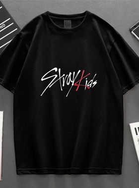 stray kids 演唱会专辑同款经典官方logoT恤衫 男女同款百搭短袖t