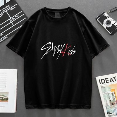 stray kids 演唱会专辑同款经典官方logoT恤衫 男女同款百搭短袖t