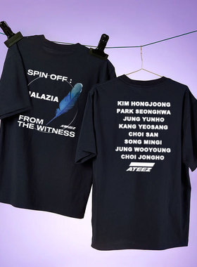 ATEEZ专辑logo打歌服 羽毛印花夏季新款短袖T恤上衣 圆领棉女