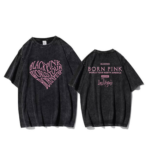 韩流粉墨blink-bron pink-eneore同款打歌服欧美潮流水洗上衣