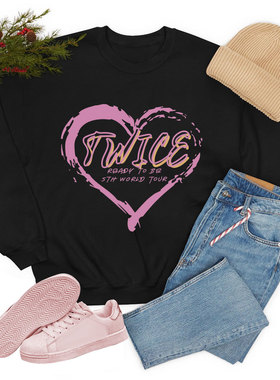 twice the world tour专辑圆领卫衣长袖外套爱心印花应援服周子瑜