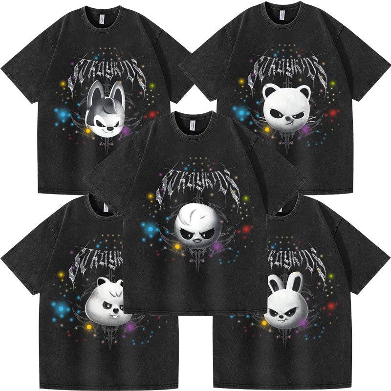 欧洲站stray kids演唱会独立站 Evil Skzoo 组合周边印花夏季短袖