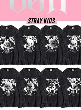 K-POP男团straykids水洗做旧T恤skz新专辑DOIT巡演应援短袖女跨境