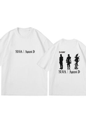 suga闵玧其专辑solo演唱会周边海报个性应援T恤衫 潮流男女短袖衣