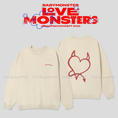 BABYMONSTER LOVE MONSTERS周边同款圆领厚棉T男女长袖上衣应援服