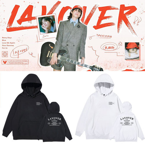 防弹金泰亨V专辑Layover同款宽松春秋薄款连帽衫纯棉加绒卫衣服