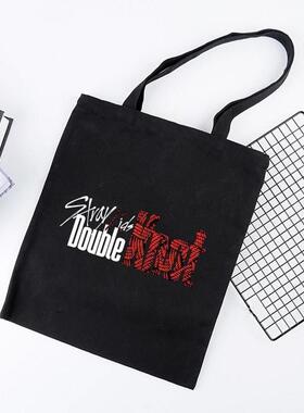 stray kdis流浪小孩儿绳索logo印花帆布袋复古百搭手提包in补习袋