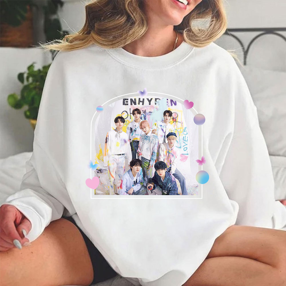 ENHYP-EN海报应援打歌服 加绒套头长袖圆领打底卫衣文艺宽松t