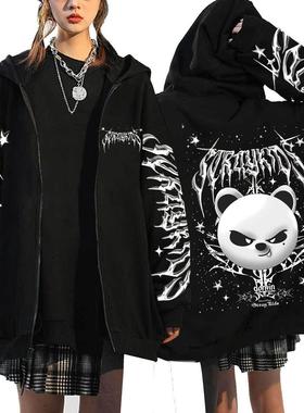 2025 stray kids Evil Skzoo周边原宿印花卫衣连帽宽松拉链卫衣批