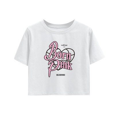 韩流女团blink粉墨演唱会应援服WORLD TOUR欧美辣妹露脐T恤 lisa