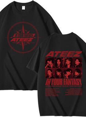 2025 跨境 ATEEZ专辑 周边组合周边印花夏季短袖T恤纯棉宽松