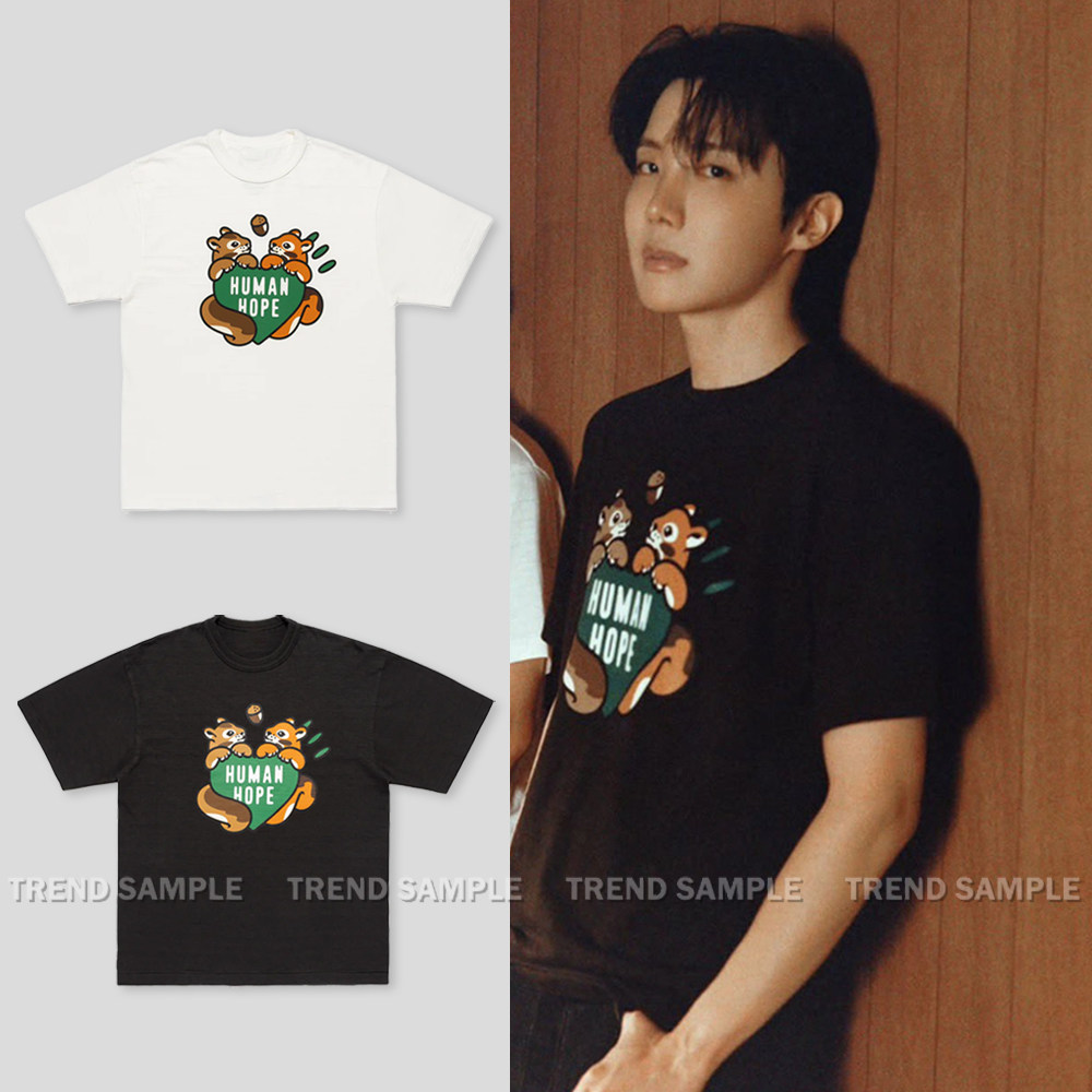 BTS防弹少年团郑号锡HUMAN HOPE同款短袖T恤男女宽松圆领短袖上衣