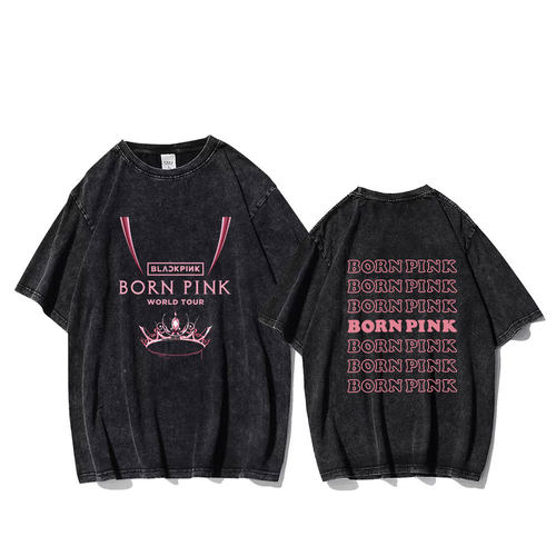 粉墨blink女团演唱会打歌应援服BORNPINK重磅水洗黑BLACKPINK短袖