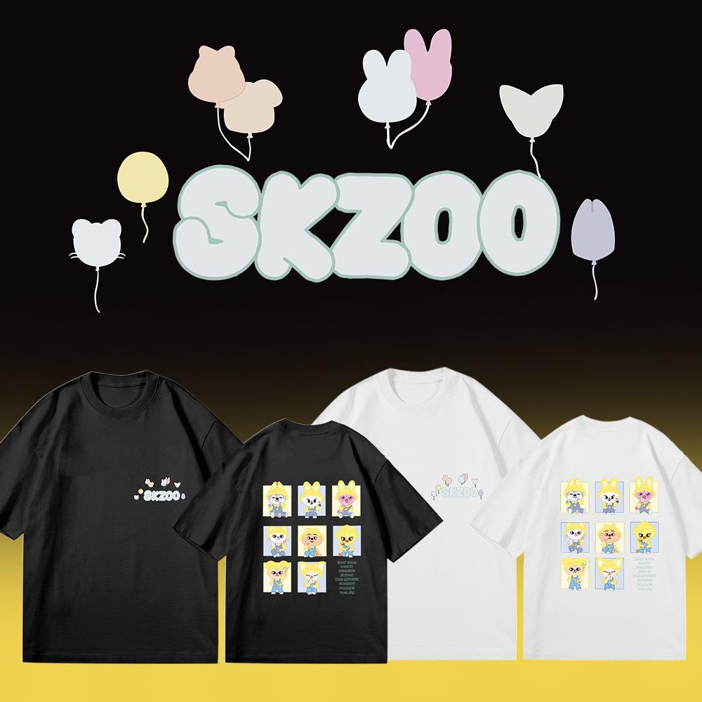 skz7周年应援趣味卡通skzoo联名短袖 2025打歌服 文艺百搭T恤夏t