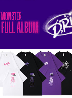 BABYMONSTER2024DRIP快闪周边同款衣服纯棉印花短袖T恤男女打底衫