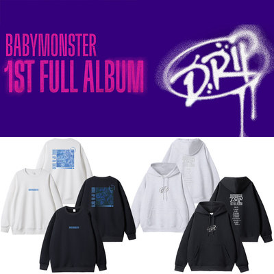 BABYMONSTER2024DRIP快闪周边同款衣服印花套头连帽衫薄加绒秋冬