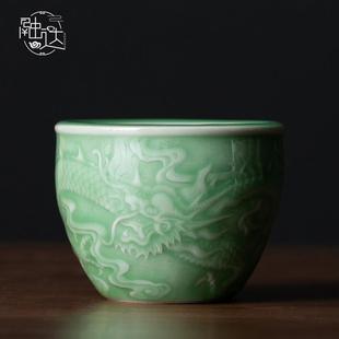 青瓷陶瓷功夫主人杯茶杯个人专用茶碗单杯品茗杯单只高档国风 中式