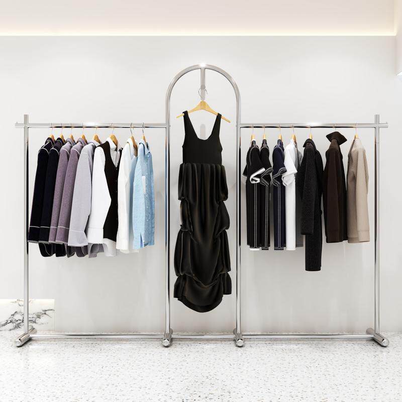服装店展示架不锈钢落地式简约高级陈列架女装中岛货架童装挂衣架