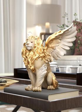 新中式狮子桌面摆件客厅入户玄关酒柜雕塑装饰品开业生日礼物男生