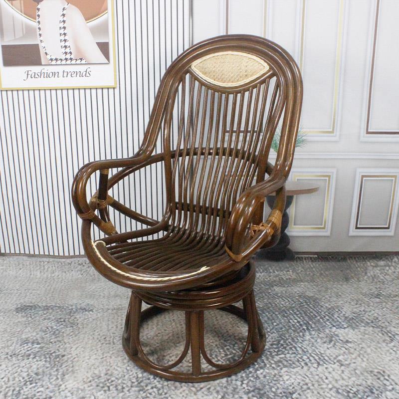家用滕椅靠背椅天然真藤藤编旋转椅子阳台茶桌椅藤椅三件套电脑椅