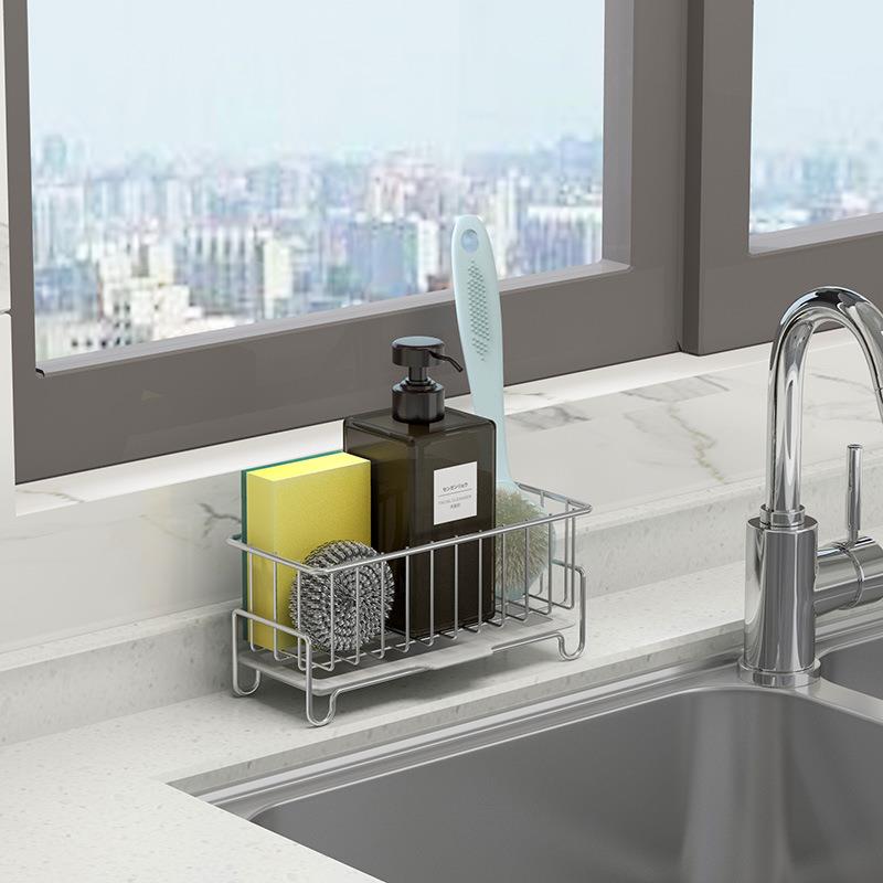 304不锈钢水槽置物架小挂篮海绵架沥水篮架挂篮厨房窗台碗布收纳