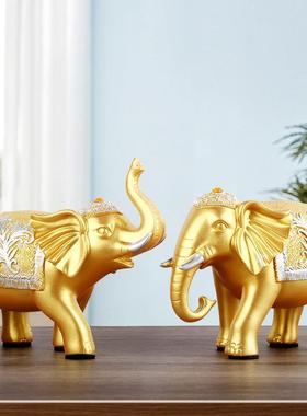 招财大象摆件一对创意家居客厅酒柜装饰品摆设办公室桌面轻奢高档