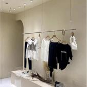 陈列货架侧挂吊架 童装 服装 店展示架上墙挂衣杆不锈钢拉丝银色女装