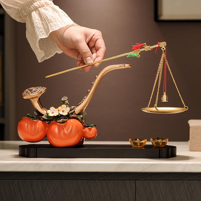 柿柿称心如意柿子摆件玄关电视柜酒柜桌面装饰品搬家乔迁新居礼品