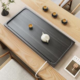 乌金石茶台茶盘侧面排水家用石盘小号天然整块石头办公室茶具托