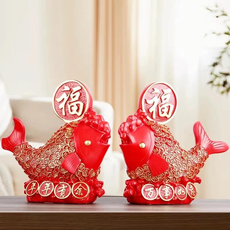 新中式高档年年有余摆件家居客厅酒柜装饰品电视柜桌面摆设工艺品