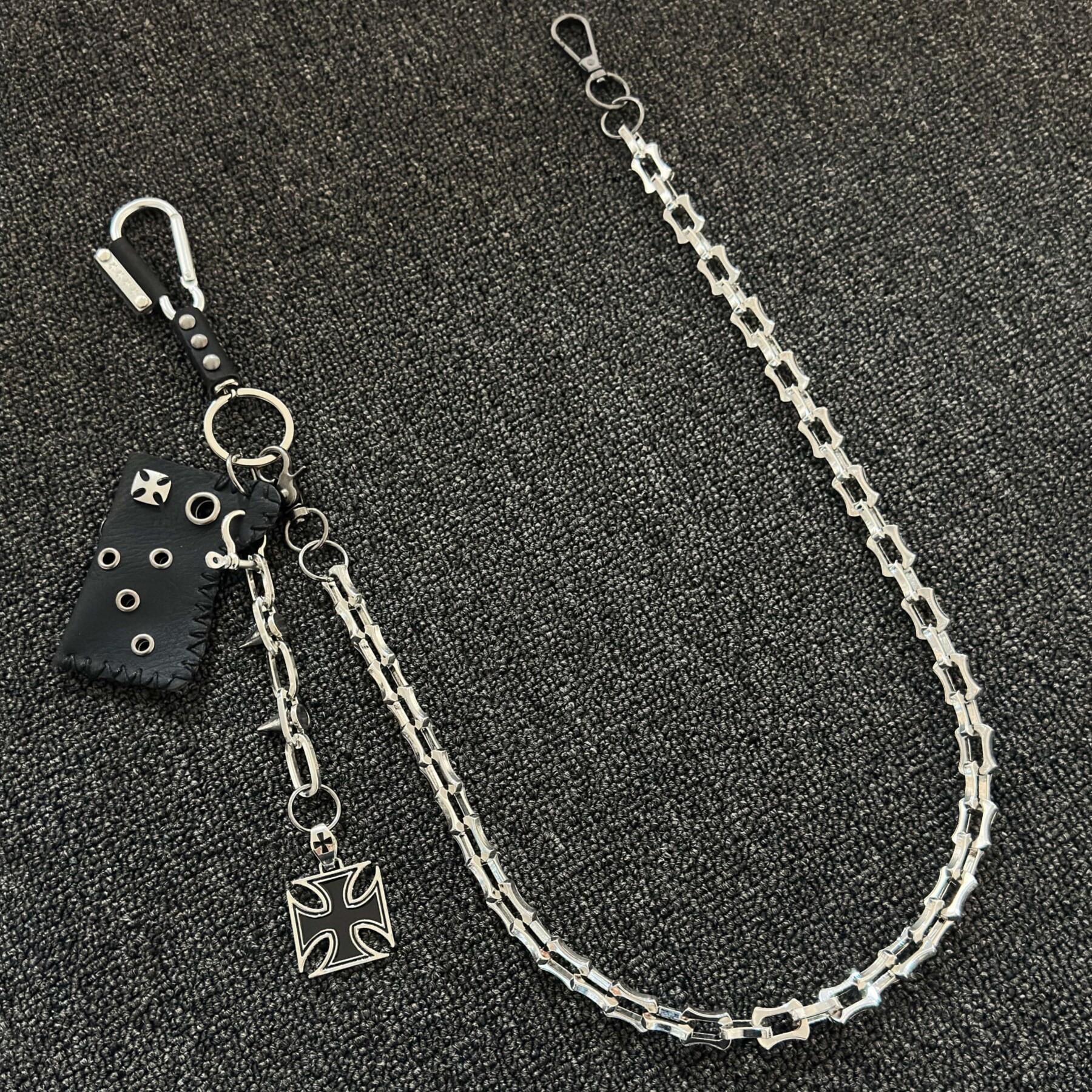 SoulMates十字火机皮套裤链中古vintage小众穿搭配饰质感钥匙包扣