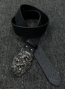 SoulMates战神浮雕荔枝纹腰带中古vintage暗黑朋克小众百搭款皮带