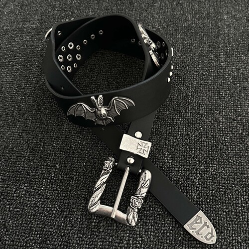 SoulMates做旧金属铆钉腰带中古vintage蝙蝠款质感皮带日常男女款