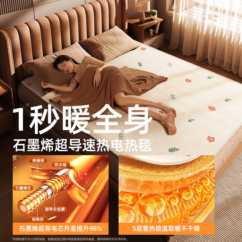 2025新款石墨烯电热毯家用电褥子单双人控温宿舍J1074