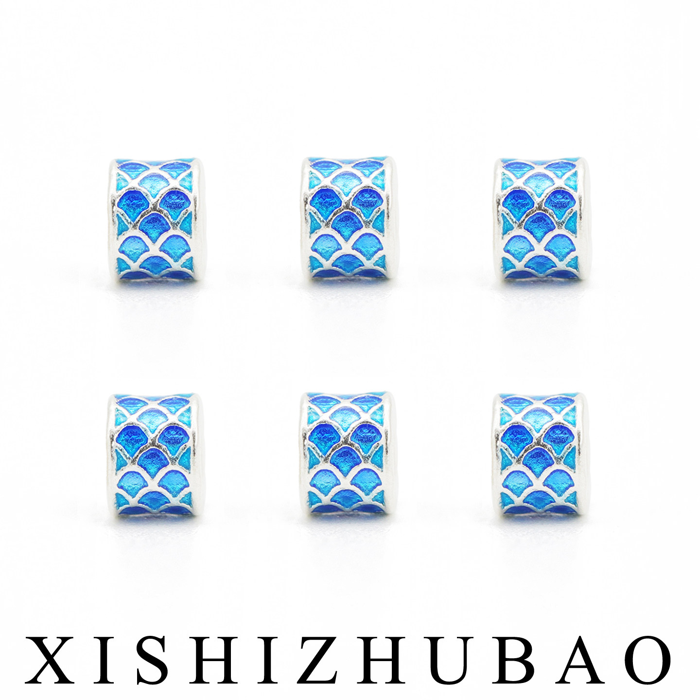 羲室S999纯银隔珠 烧蓝渐变蓝龙鳞纹小桶珠DIY银手链编绳串珠配件,饰品/流行首饰/时尚饰品新,银饰配件,淘宝优惠券,粉丝福利购,淘宝优惠卷