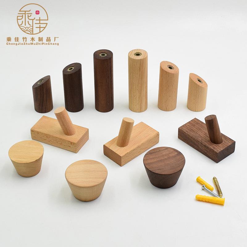 实木挂钩壁挂墙上免打孔入户玄关黑胡桃挂衣钩试衣间衣帽门后粘钩