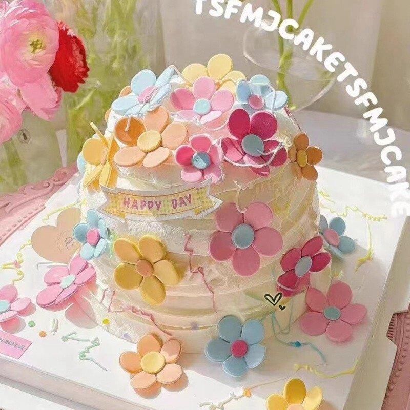 五瓣花朵圆形切模 小花翻糖生日蛋糕纸杯塑料烘焙模具